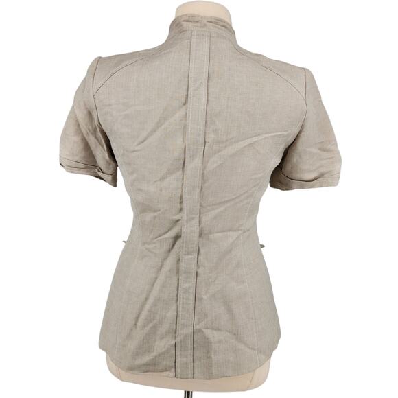 Calvin Klein Linen Blend Safari Jacket Size 14 Tan Short Sleeve - Picture 4 of 11